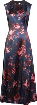 Erdem Floral Sleeveless Duchesse Satin Midi Dress