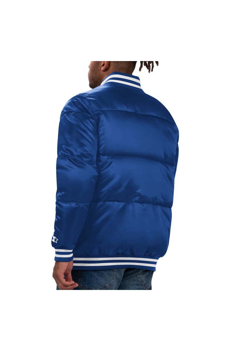 STARTER Men's Starter Royal Brooklyn Dodgers Cooperstown Collection Bronx Satin Full-Snap Varsity Bomber Jacket, Alternate, color, Royal