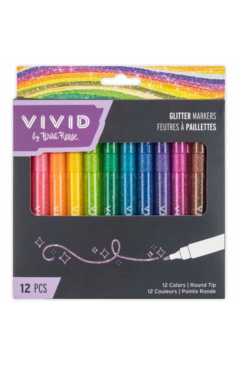 Brea Reese Vivid Glitter Markers 12 Pack, Sparkle & Shine Ink, Main, color,
