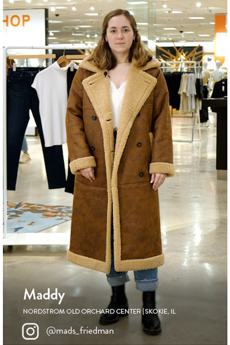 Notch Collar Faux Shearling Coat video