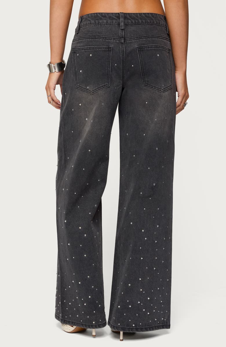 EDIKTED Embellished Low Rise Wide Leg Jeans, Alternate, color, Black-Washed