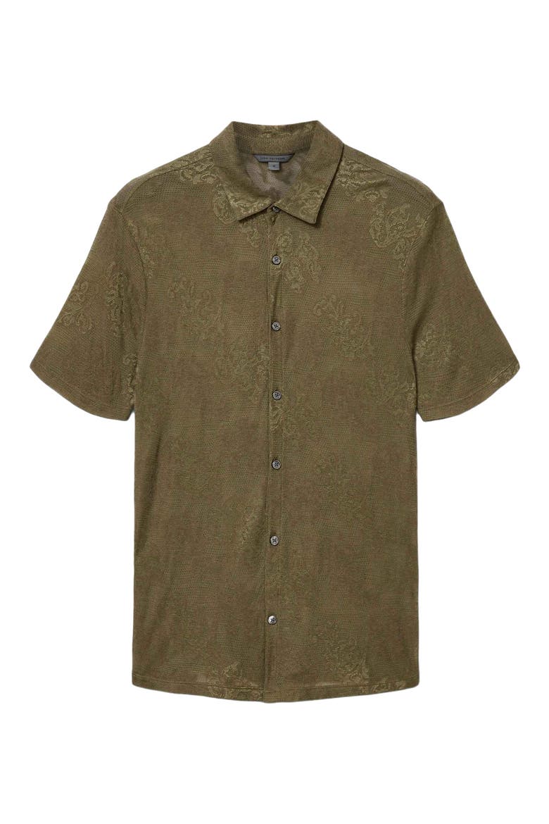 Biaggio Jacquard Mesh Short Sleeve Button-Up Shirt, Alternate, color, EUCALYPTUS