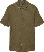 John Varvatos Biaggio Jacquard Mesh Short Sleeve Button-Up Shirt