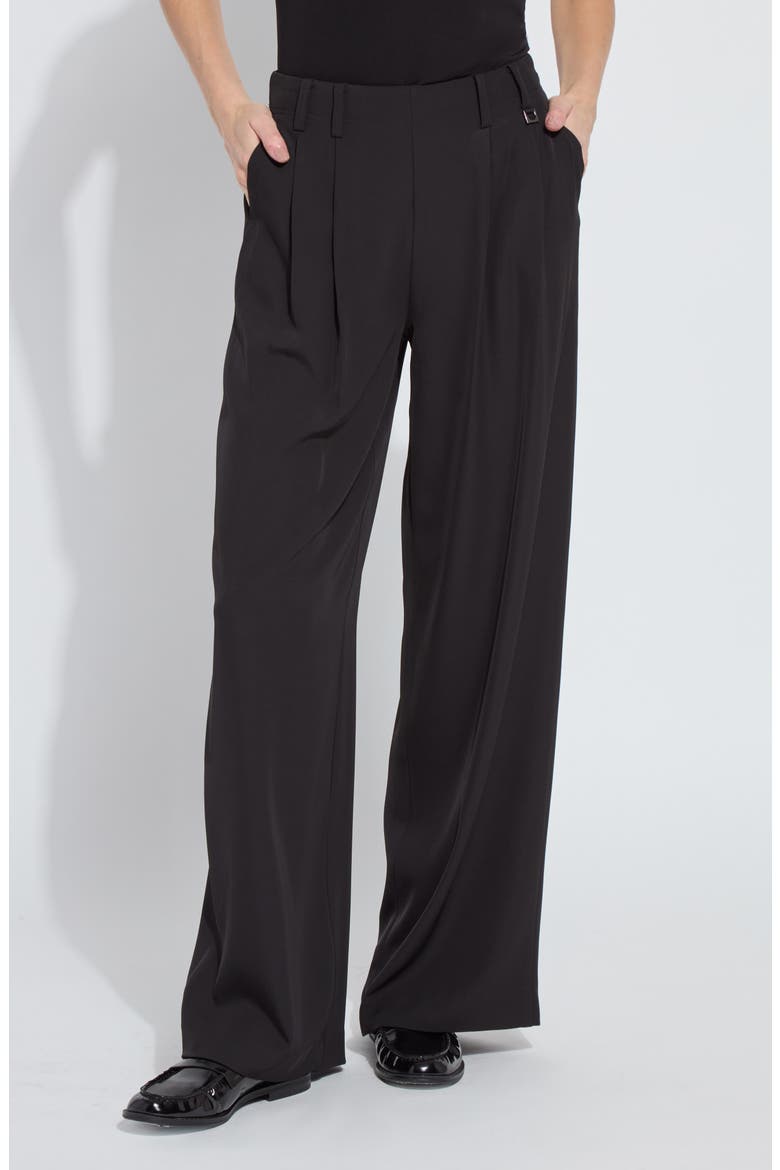 Darcy Pleated Wide Leg Pants, Alternate, color, BLACK
