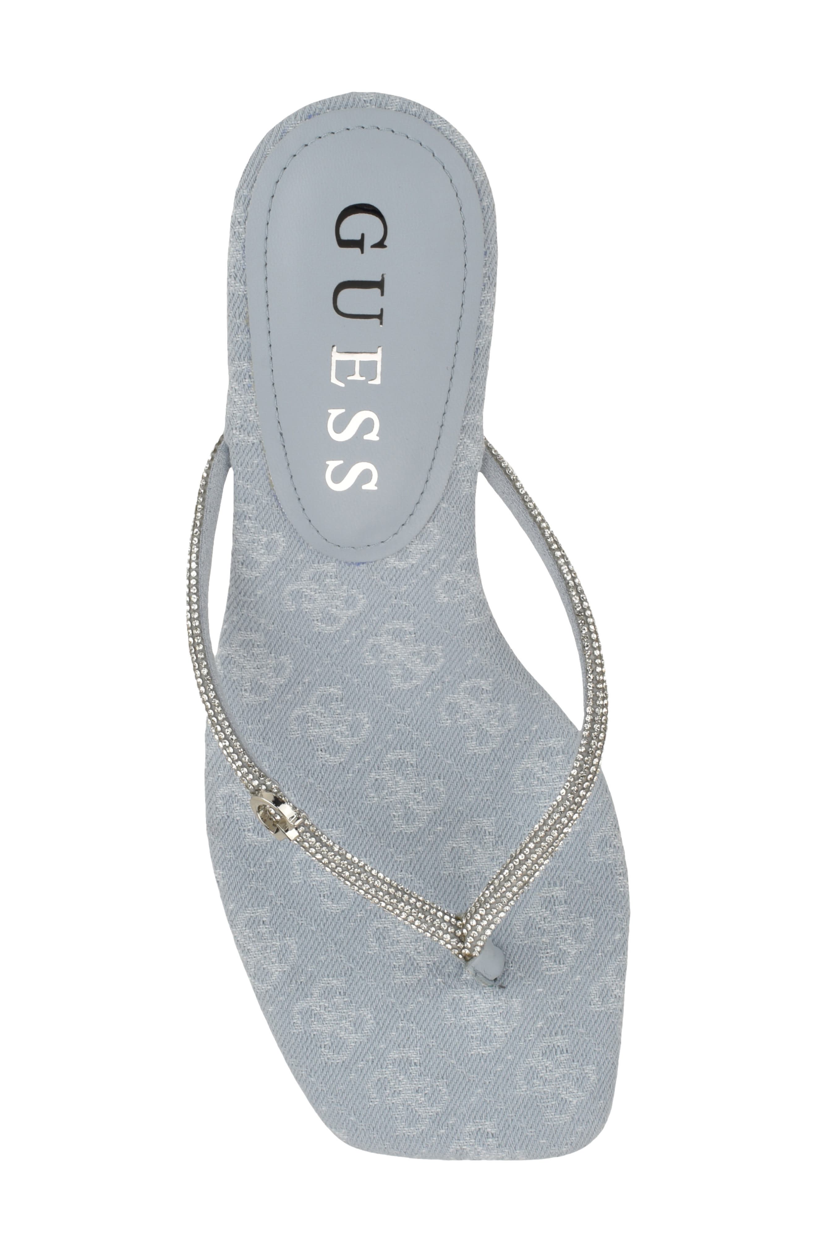 GUESS Crystal Embellished Sandal, Alternate, color, Light Blue