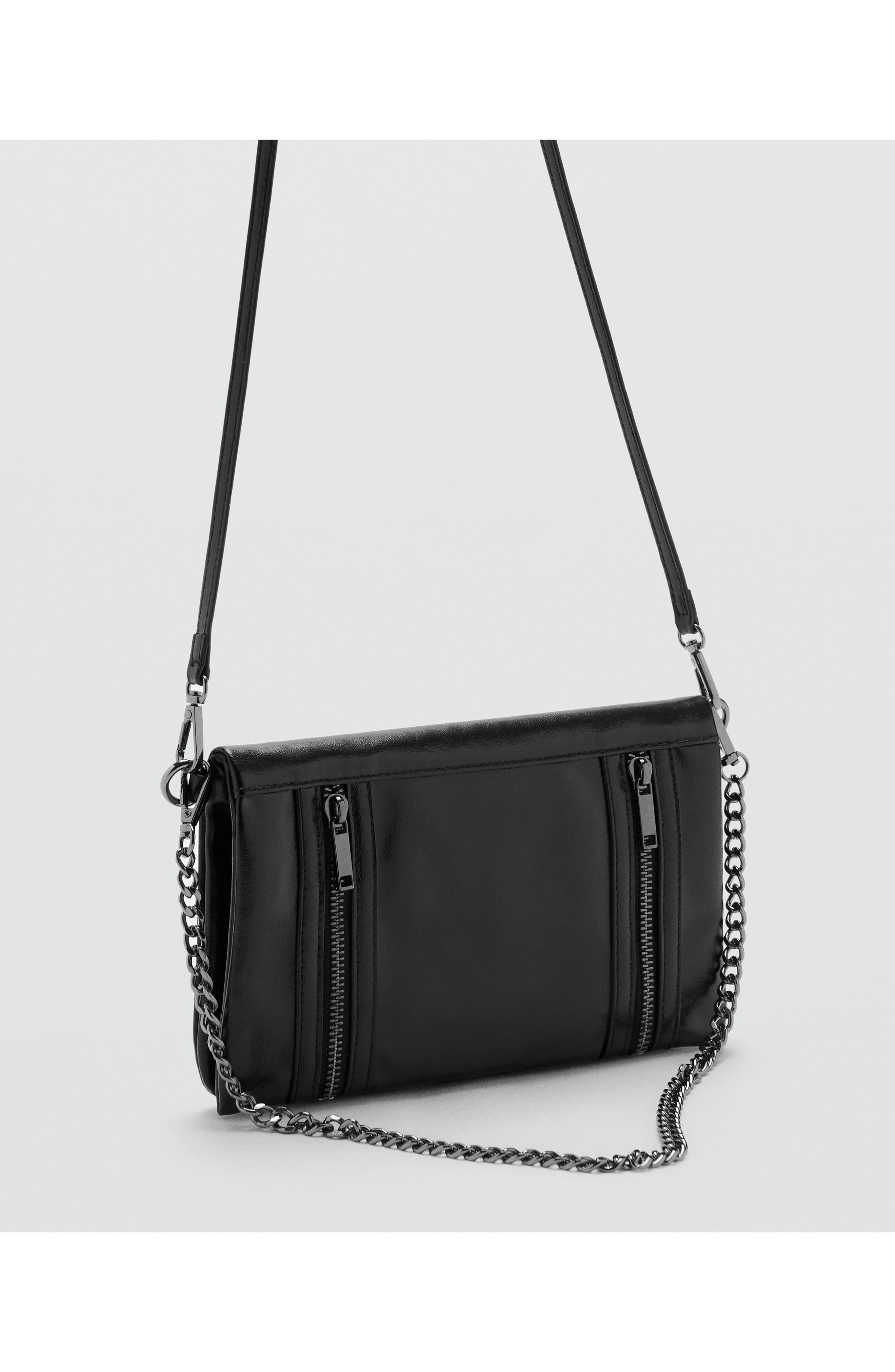 Faux Leather Shoulder Bag, Alternate, color, BLACK