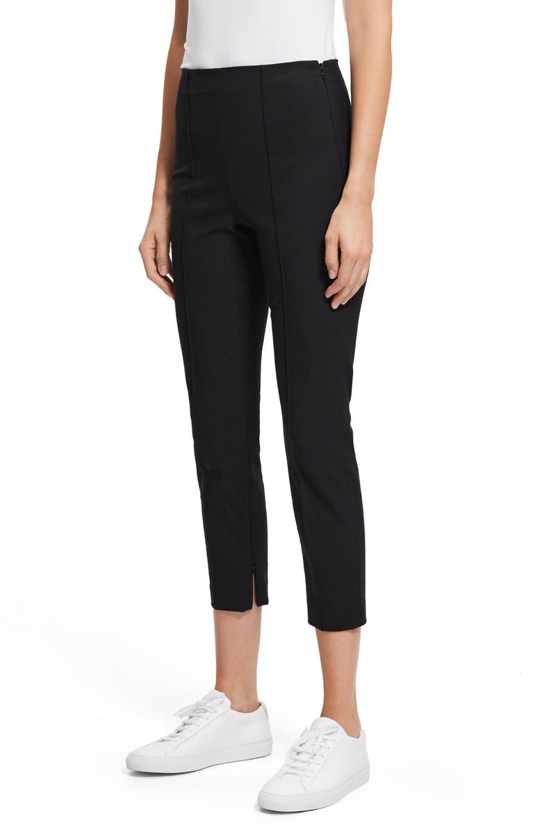 Theory Eco Pintuck Stretch Cotton Blend Crop Pants, Alternate, color,