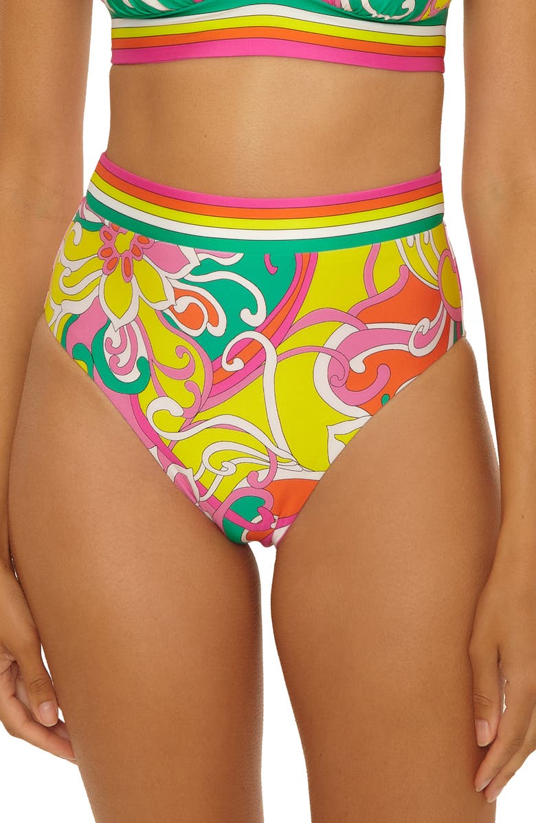 Trina Turk Elara Reversible High Waist Bikini Bottoms, Main, color, 