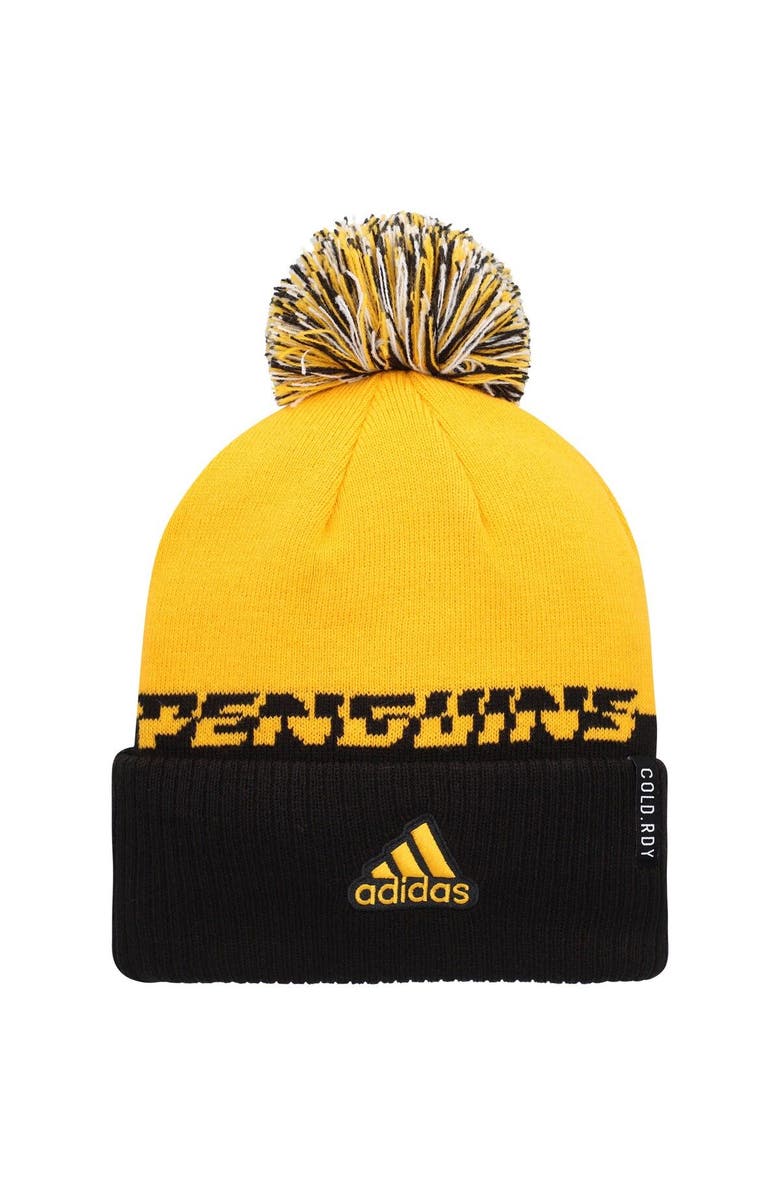 adidas Men's adidas Yellow/Black Pittsburgh Penguins COLD.RDY Cuffed Knit Hat with Pom, Alternate, color, Yellow