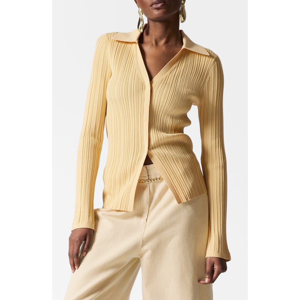 & Other Stories Collared Rib-knit Cardigan In Yellow Light
