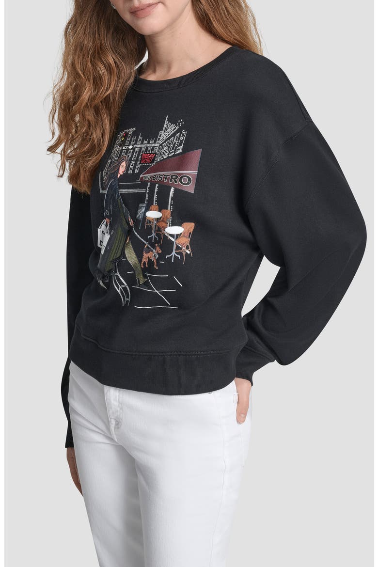 Bistro Conversational Cotton Blend Graphic Sweatshirt, Alternate, color, BLACK