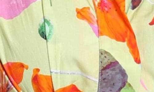 Apny Floral Print Belted A-line Dress In Bright Green Multi