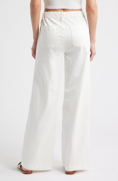 1822 Denim High Waist Wide Leg Drawstring Jeans In White