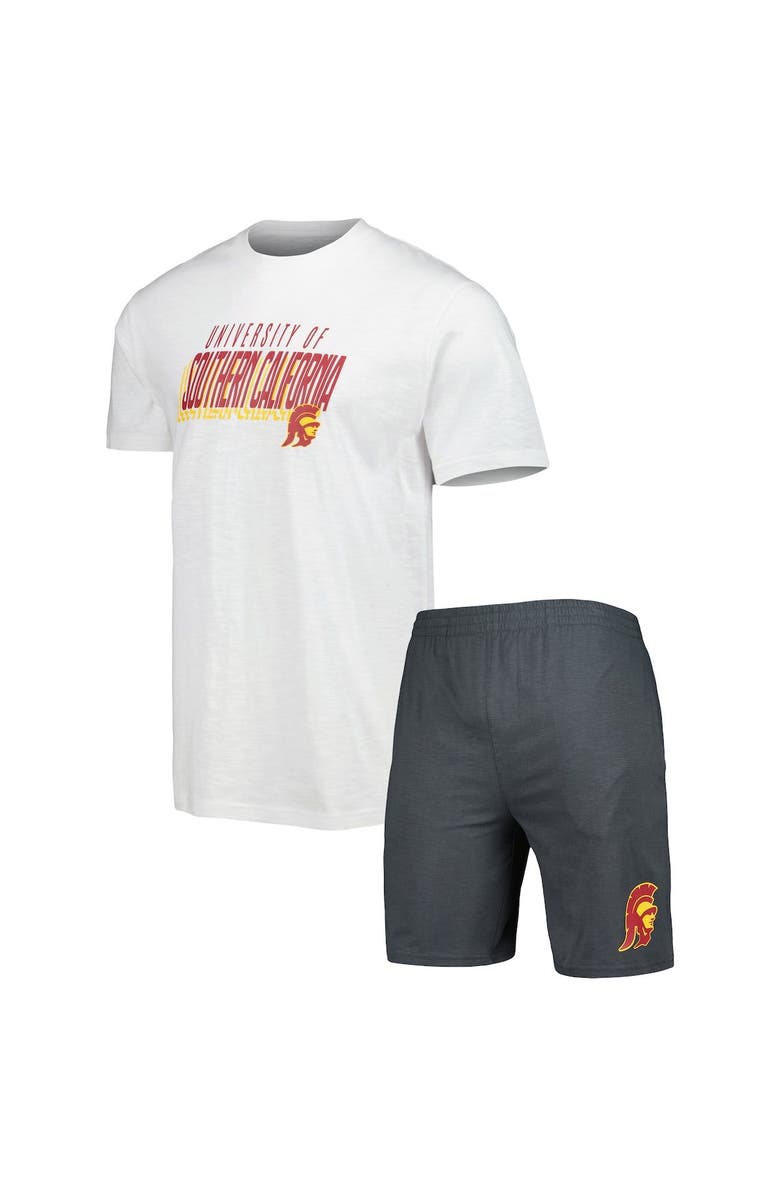CONCEPTS SPORT Men's Concepts Sport Charcoal/White USC Trojans Downfield T-Shirt & Shorts Set, Alternate, color, 