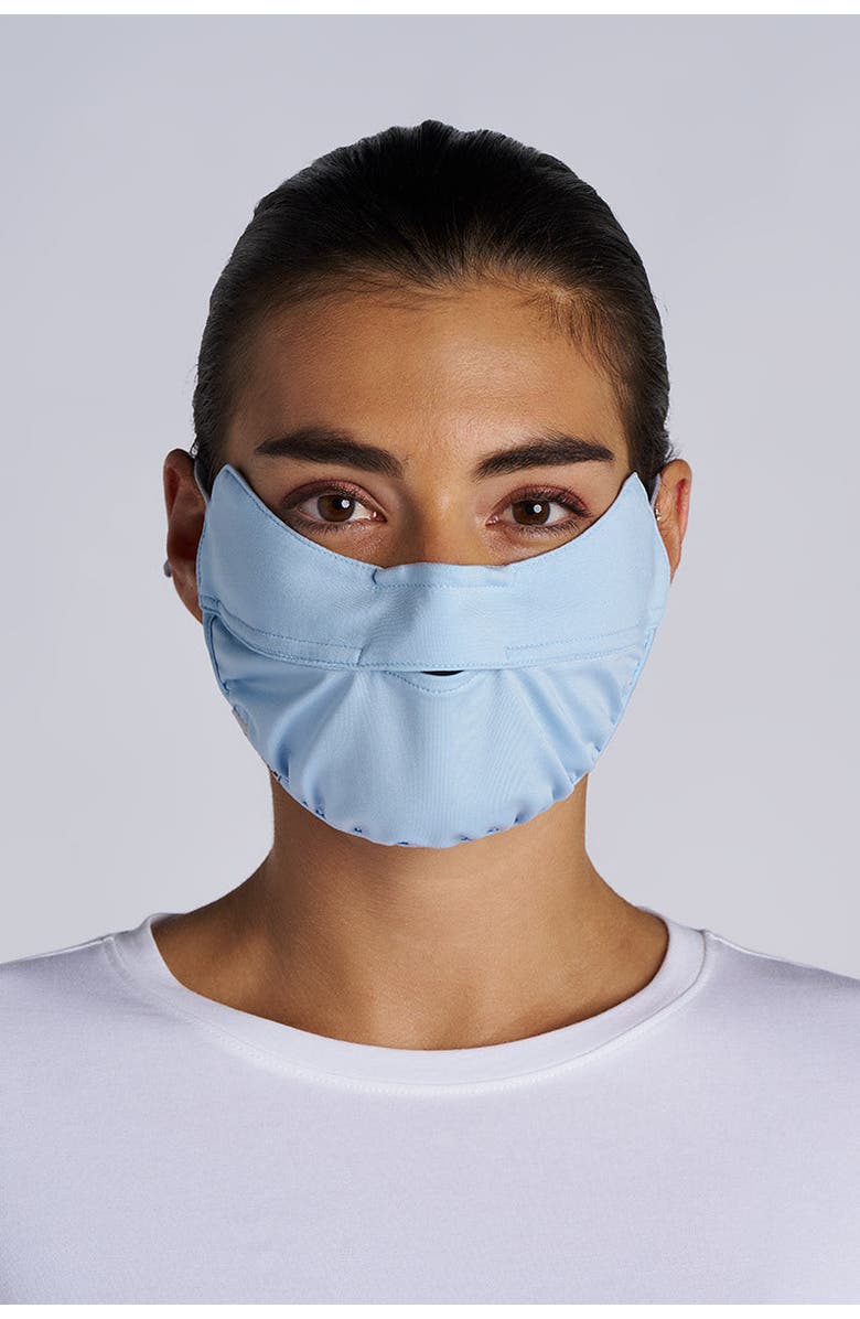 Coolibar Zenith UV Face Mask with Adjustable Features, UPF 50+ Sun Protection, Alternate, color, Light Blue