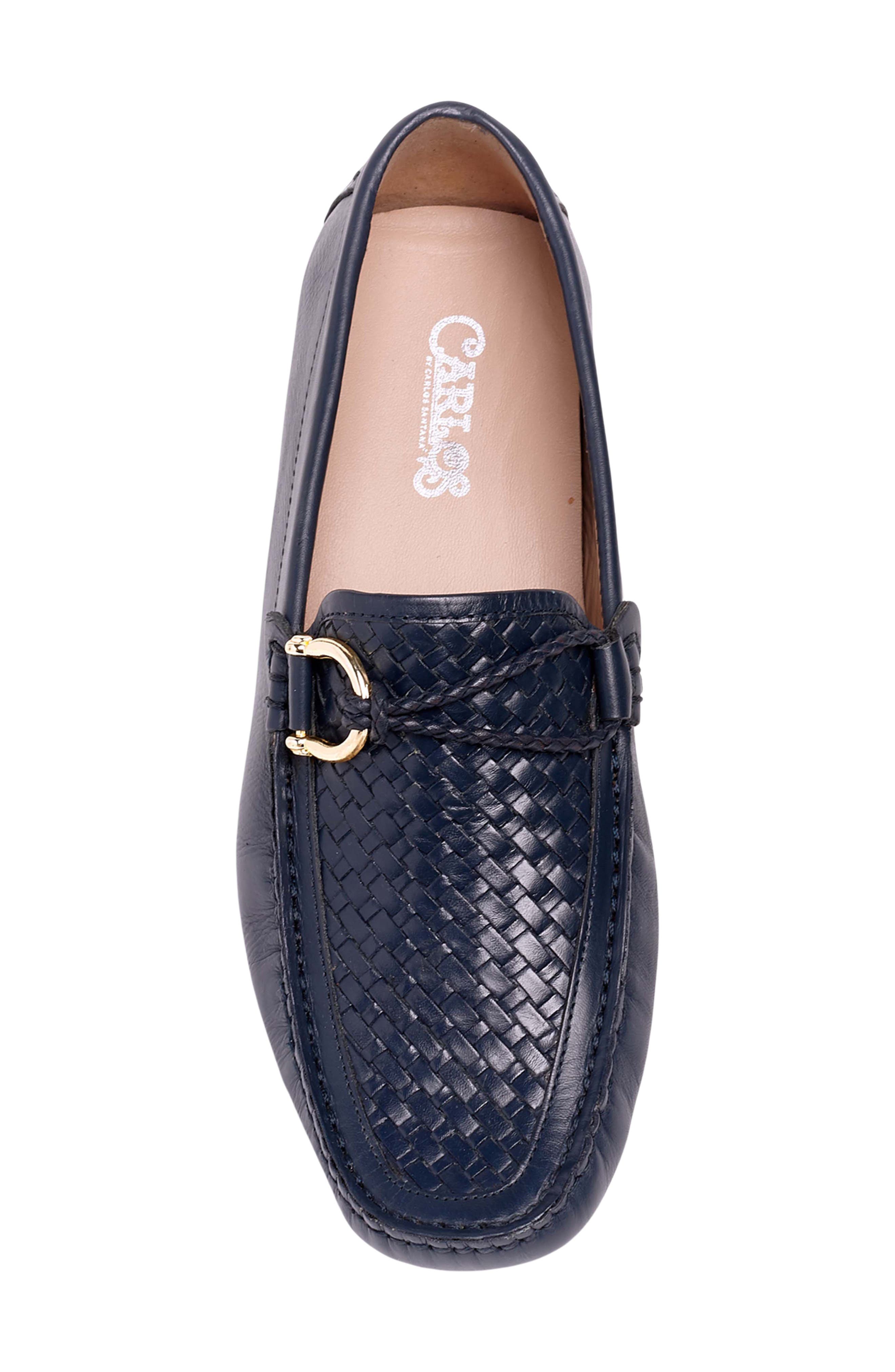 Malone Woven Leather Driver, Alternate, color, NAVY BLUE