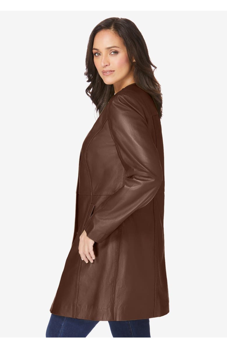 Jessica London Three-Quarter Leather Jacket, Alternate, color, Black