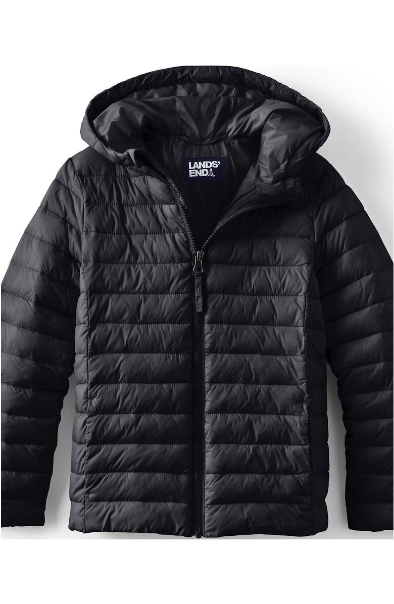 Lands' End Kids ThermoPlume Packable Hooded Jacket, Main, color, Black
