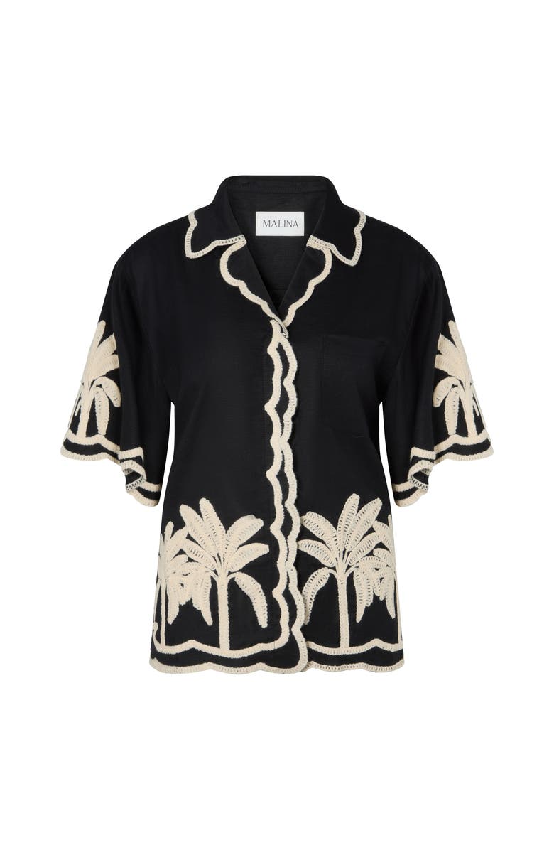 Malina Armida Embroidered Short Sleeve Shirt, Alternate, color, Black