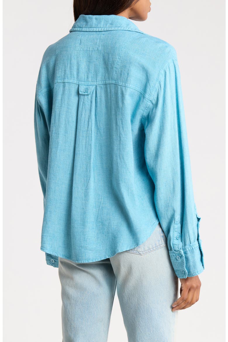 Laurel Linen Blend Button-Up Shirt, Alternate, color, MILKY BLUE