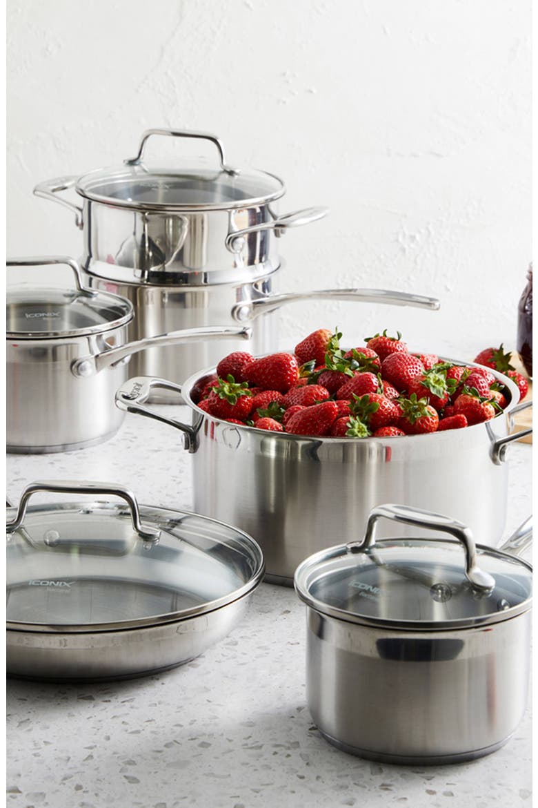 iconiX™ 10-Piece Cookware Set, Alternate, color, SILVER