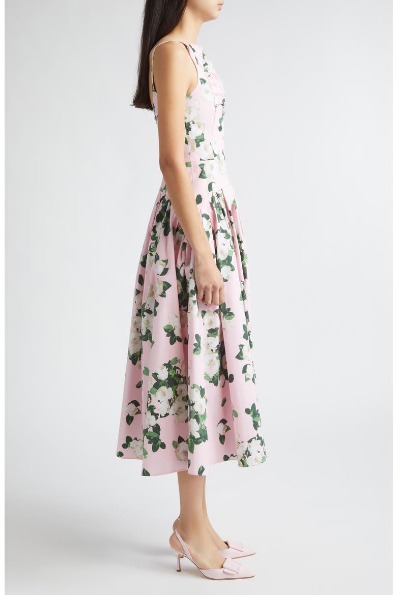 Rose Print Bateau Neck Midi Dress, Alternate, color, ROSEWATER MULTI