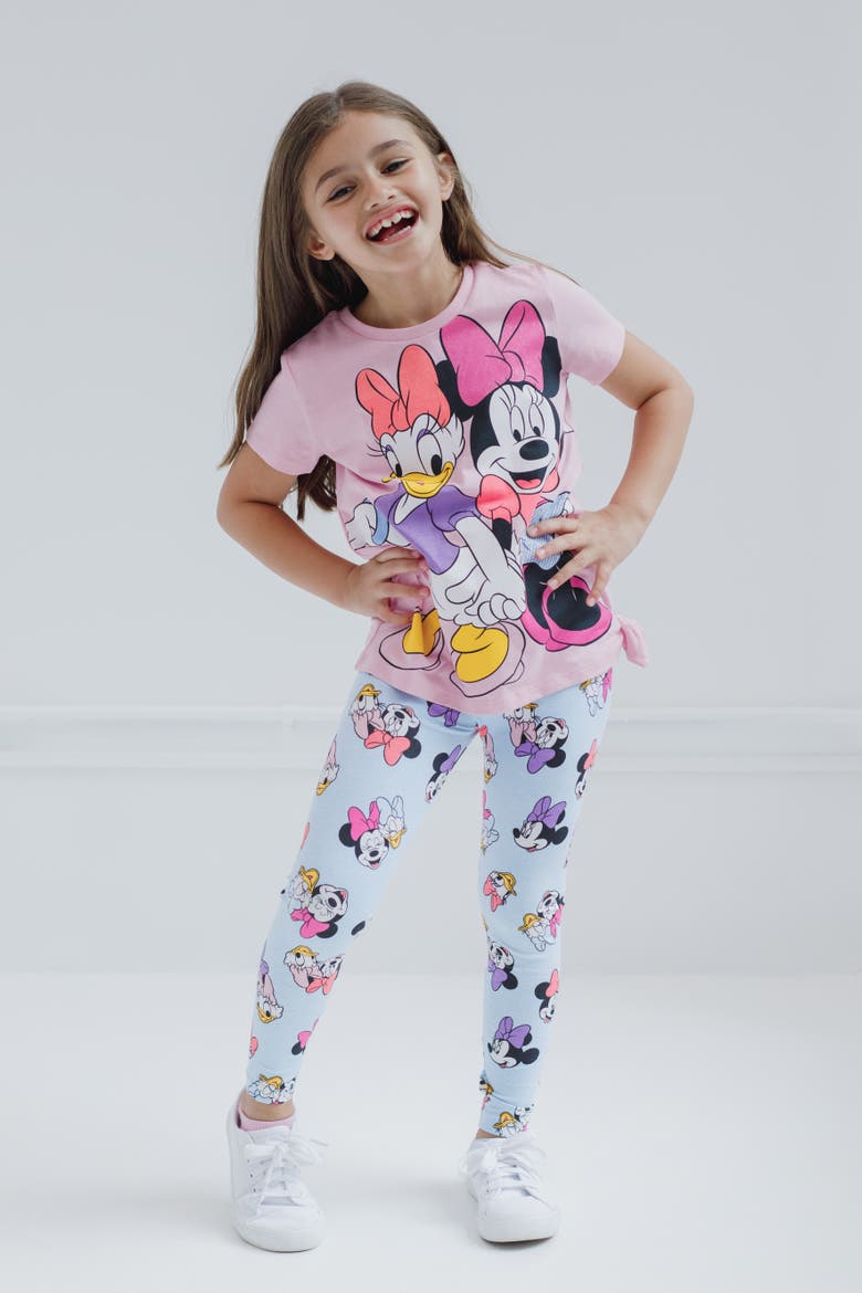T-Shirt & Leggings Set, Alternate, color, Pink Blue Minnie Daisy