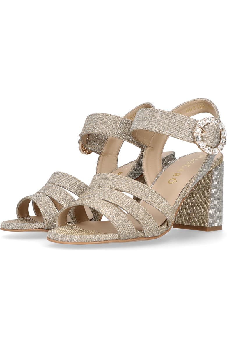 MASCARO Block Heel Glitzy Buckle Sandal, Alternate, color, Metallic Gold