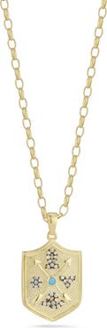 SPHERA MILANO Sterling Silver & CZ Shield Pendant Necklace