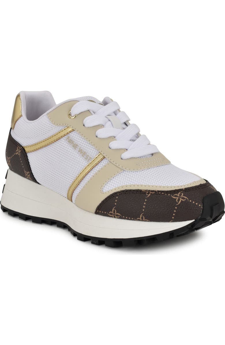 Nine West Vino Mixed Media Sneaker, Main, color, White