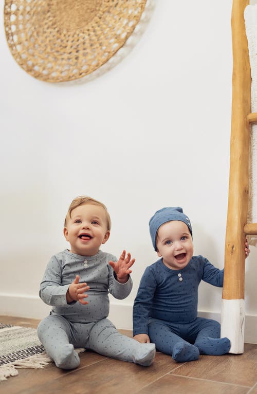 Maniere Boys' Buttons & Polkadots Friends Footie - Baby In Aqua