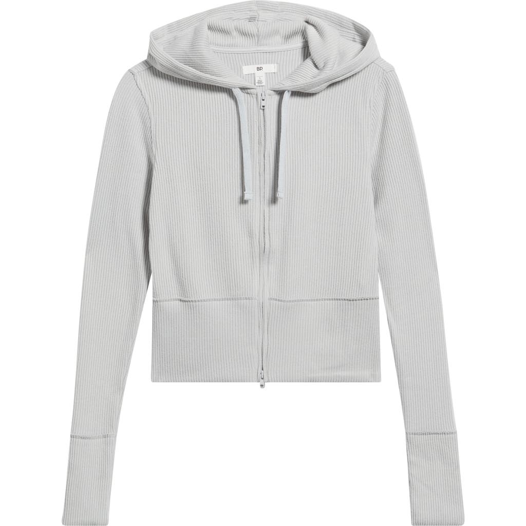 Bp. Hacci Rib Zip Hoodie In Gray