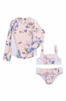 Kids' Rashguard Top, Bikini Top & Bottoms Set