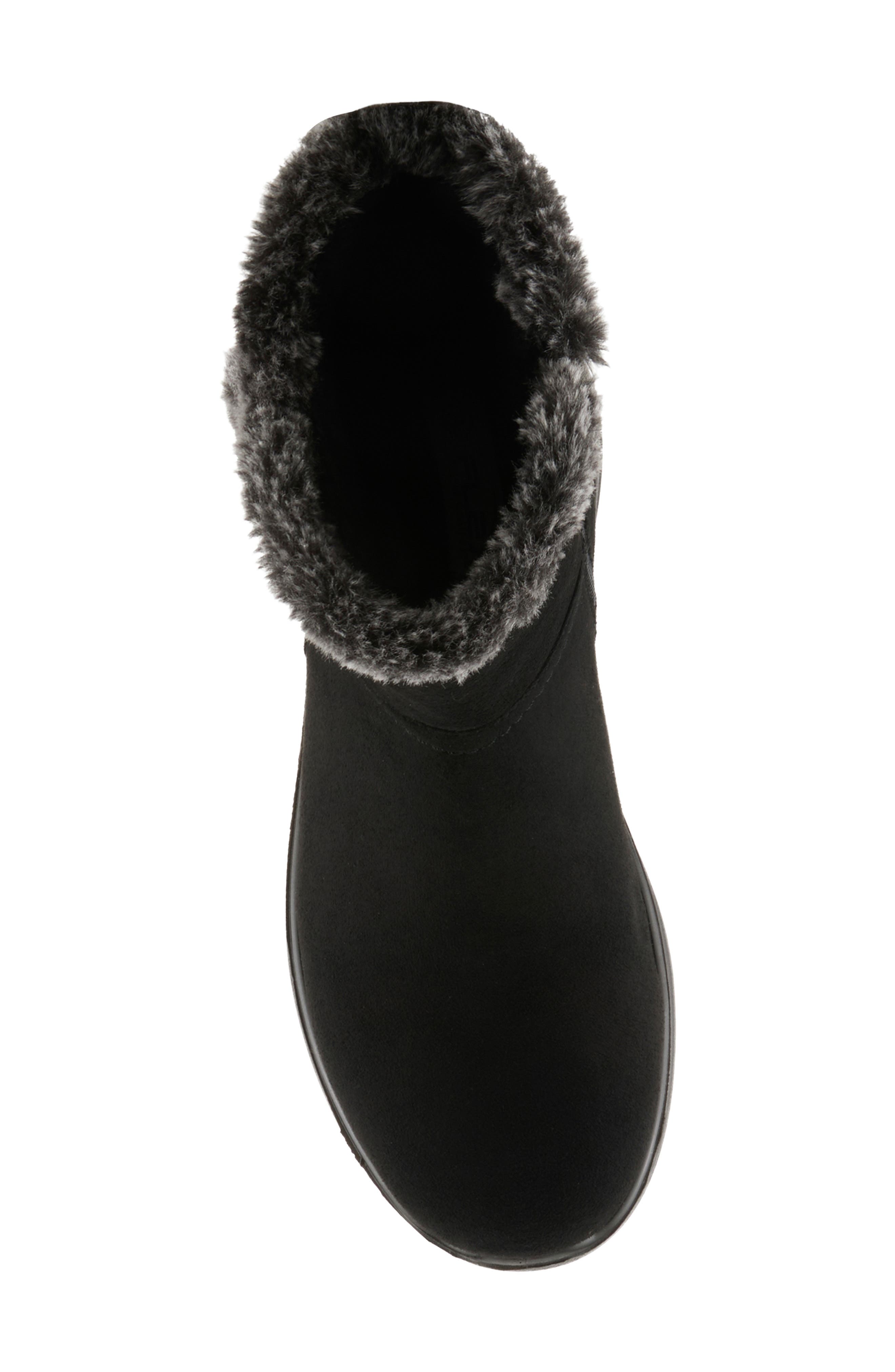 Daeloriah Water Resistant Faux Fur Bootie, Alternate, color, BLACK