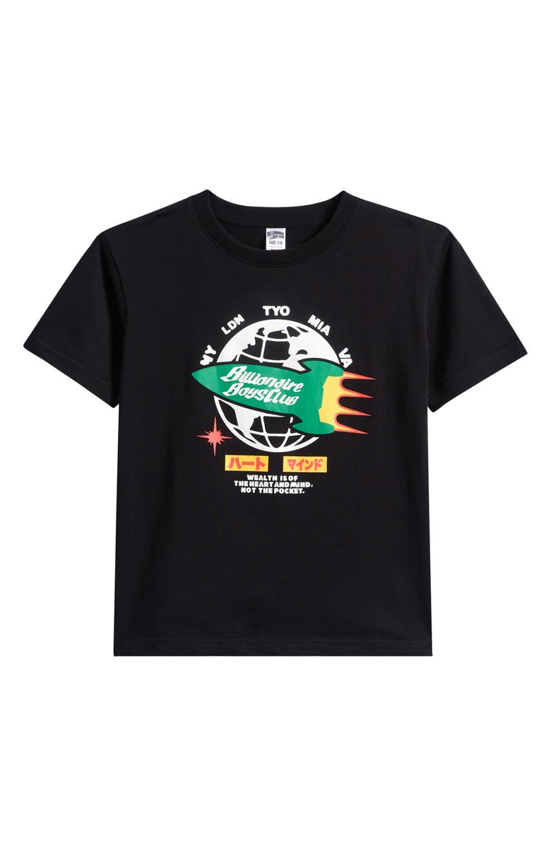 Billionaire Boys Club Kids' Worldwide Short Sleeve Graphic T-Shirt, Main, color, Black