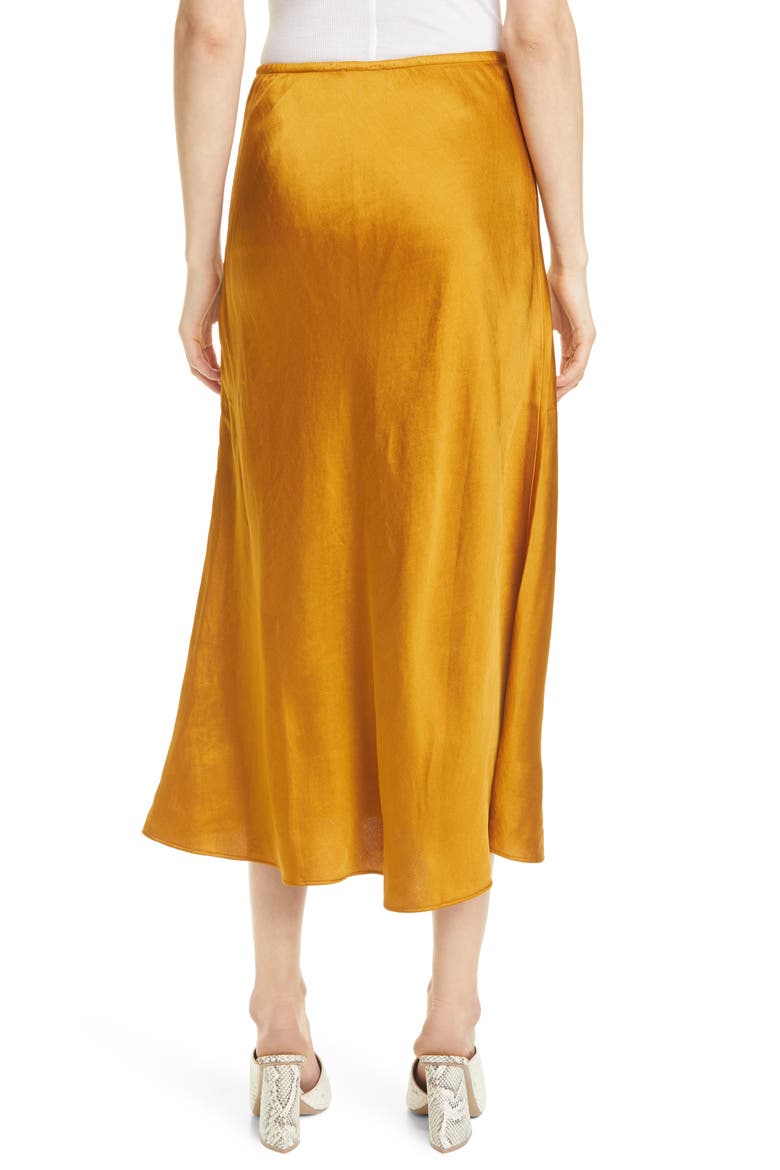 Bias Cut Satin Midi Skirt, Alternate, color, MARIGOLD