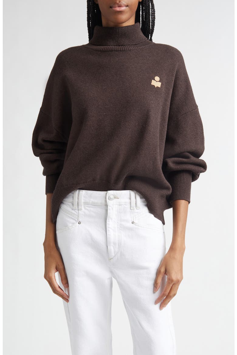 Nasha Logo Turtleneck Sweater, Main, color, CHOCOLATE