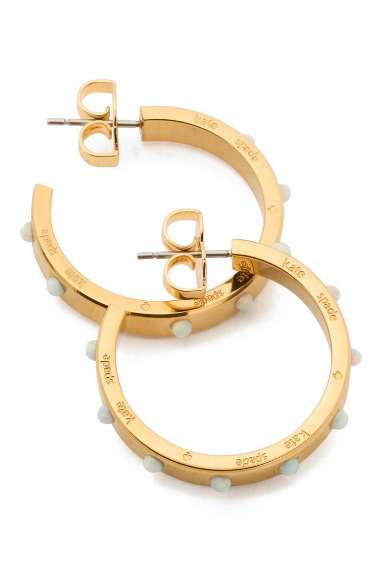 large faux opal hoop earrings, Alternate, color, OPAL