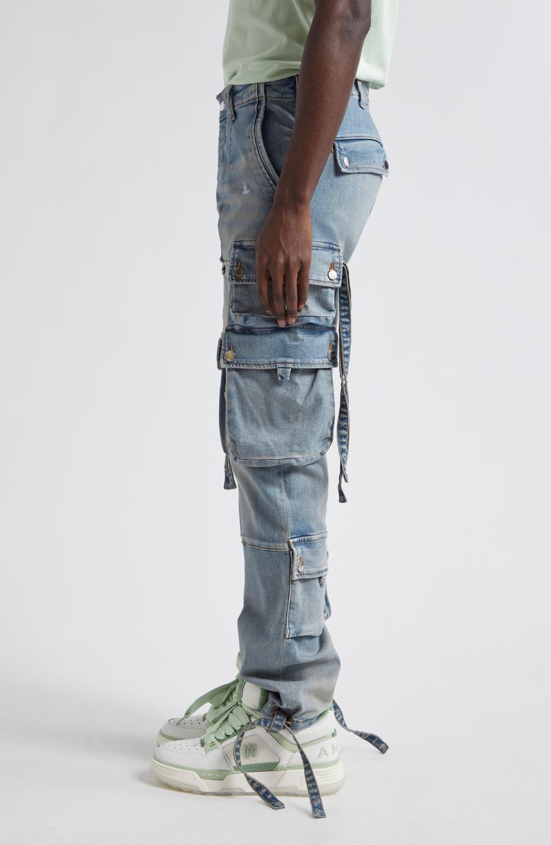 AMIRI Tactical Distressed Cargo Jeans, Alternate, color, Antique Indigo