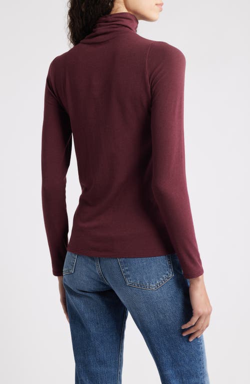 Eileen Fisher Turtleneck Stretch Organic Cotton Blend Top In Brown