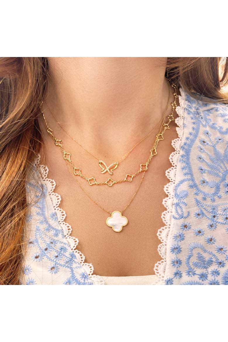 Large Diamond Butterfly Cutout Necklace, Alternate, color, Yellow Gold