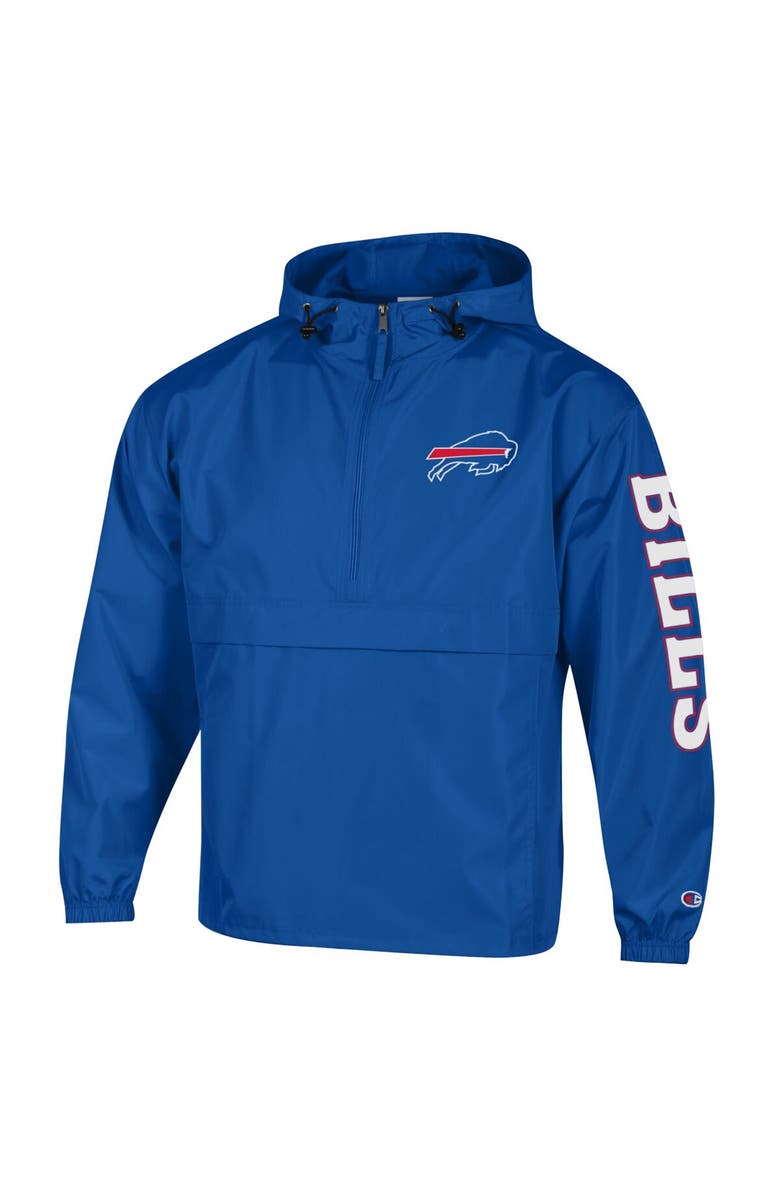 Champion Men's Champion Royal Buffalo Bills Packable Hooded Windbreaker Half-Zip Jacket, Alternate, color, Royal