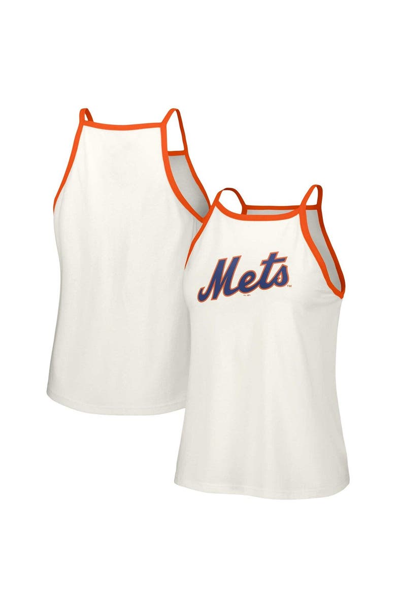 LUSSO Women's Lusso  White New York Mets Nadine Halter Tank Top, Main, color, 