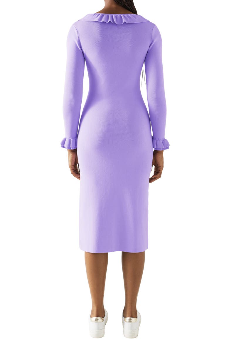 LK Bennett Grace Long Sleeve Rib Knit Dress, Alternate, color, Violet