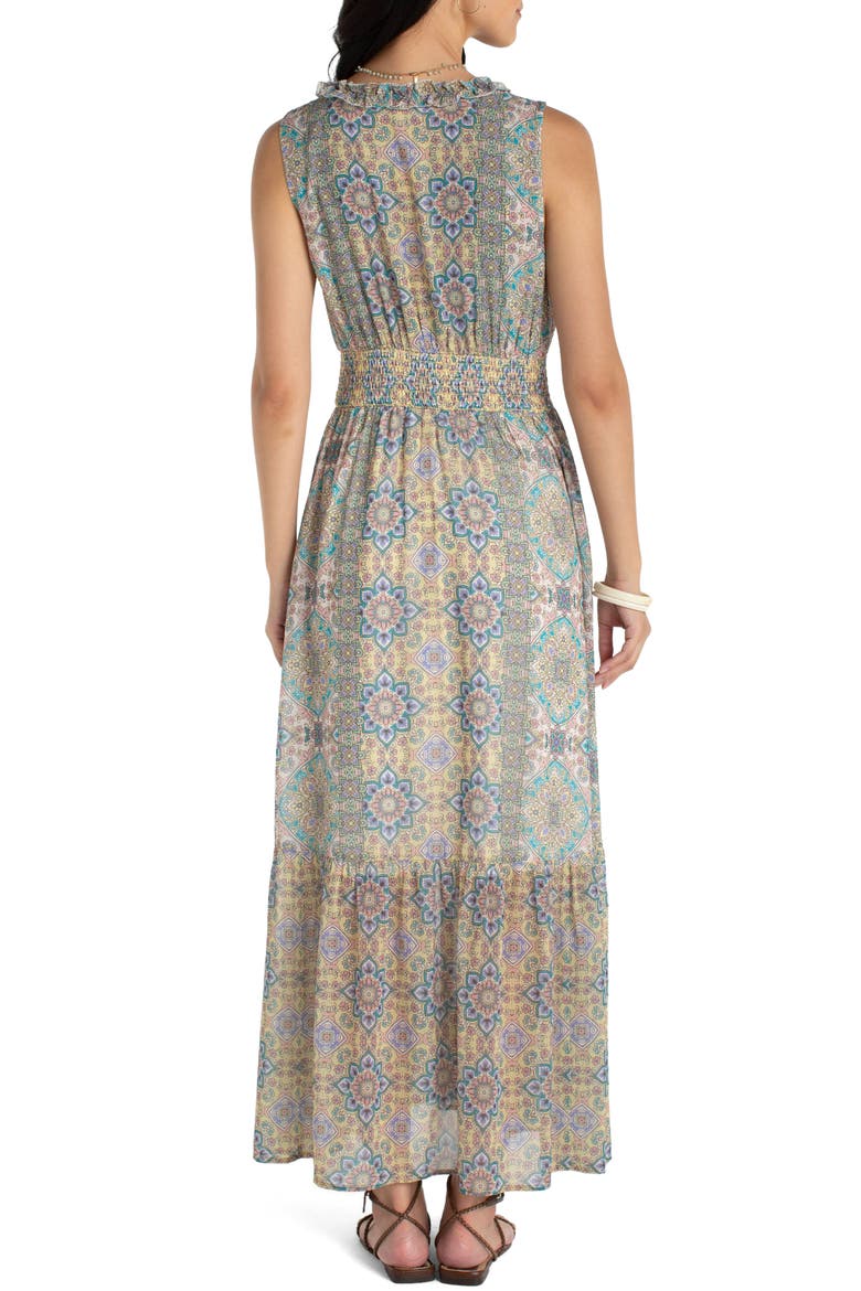 Floral Paisley Smock Waist Maxi Dress, Alternate, color, CITRON MULTI