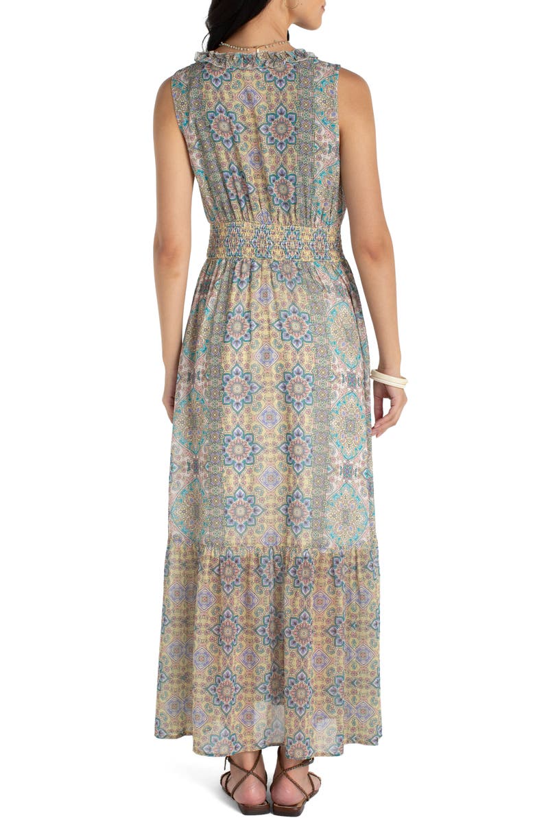 Liverpool Los Angeles Floral Paisley Smock Waist Maxi Dress, Alternate, color, Citron Multi