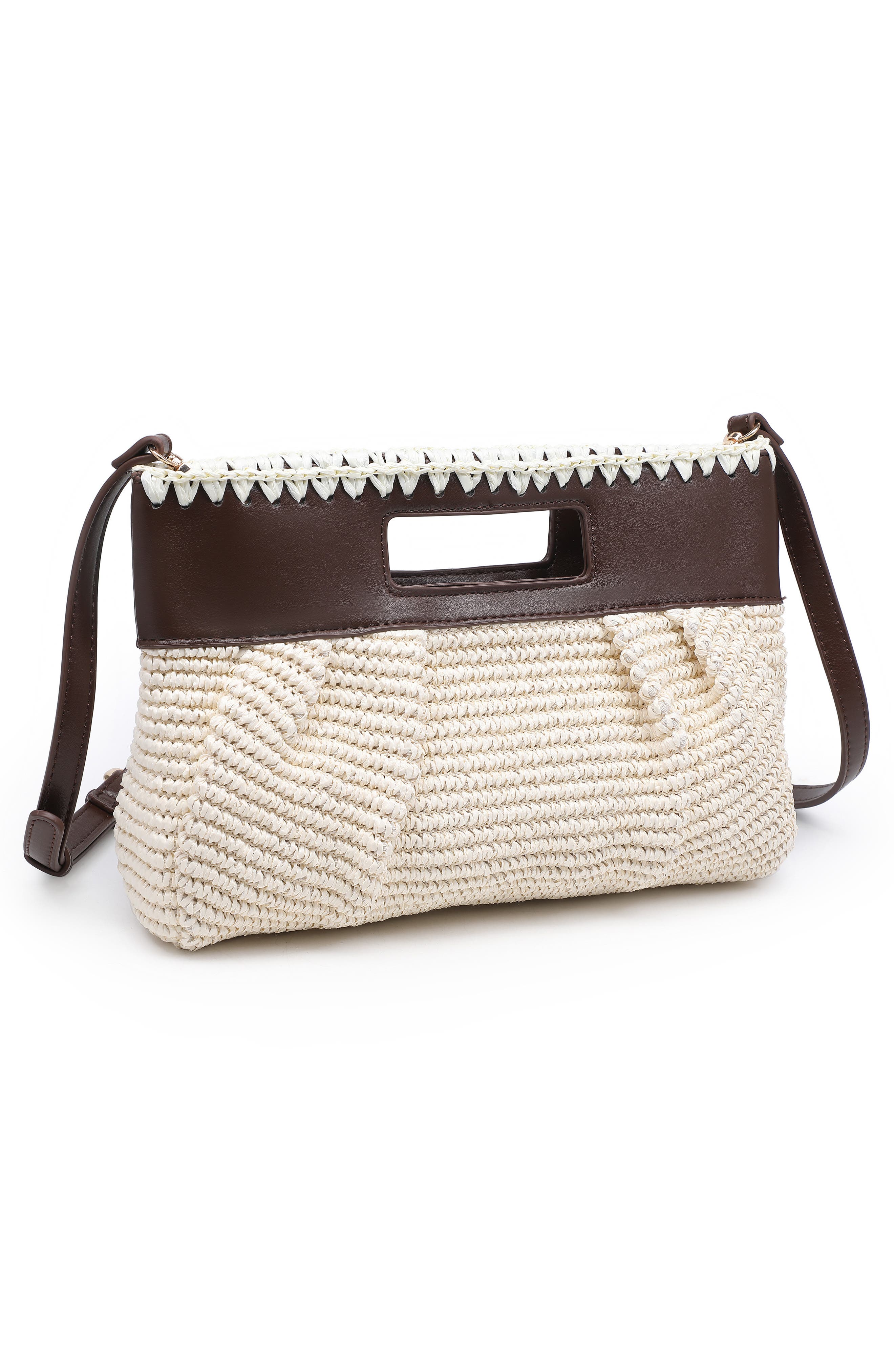 MODA LUXE Straw Crossbody Clutch, Alternate, color, Ivory Coffee
