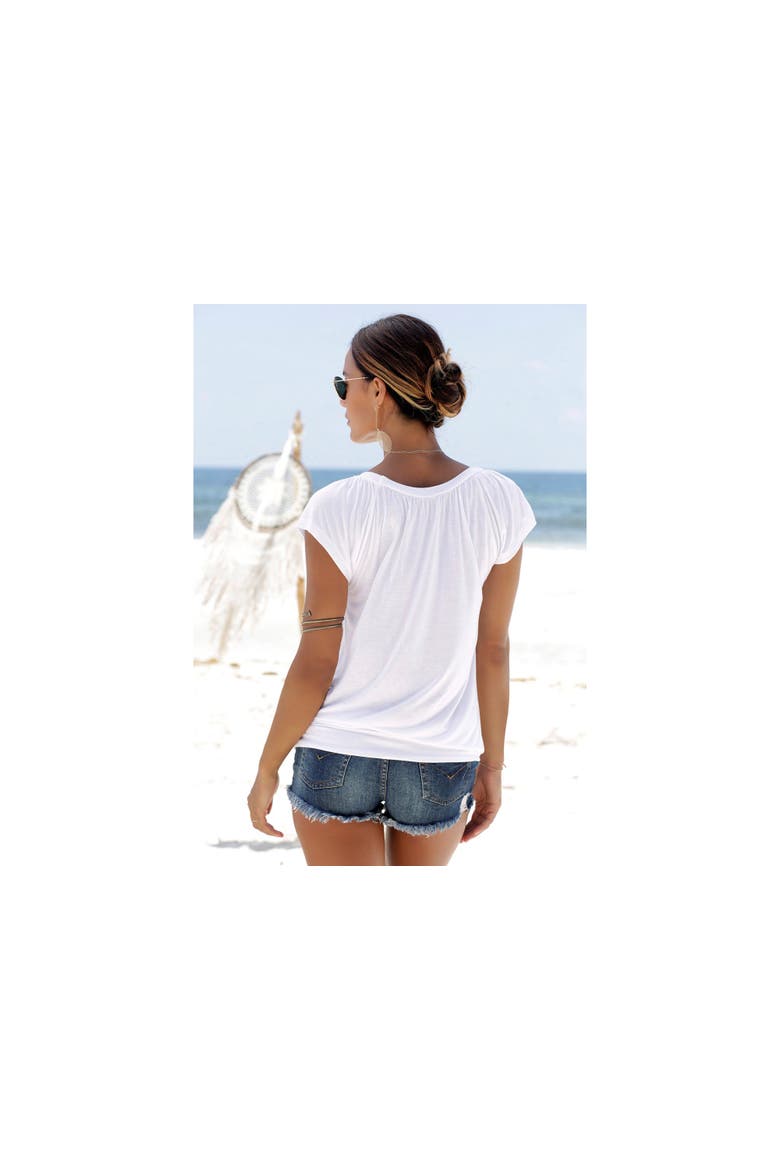 Casual V-Neck Top, Alternate, color, White