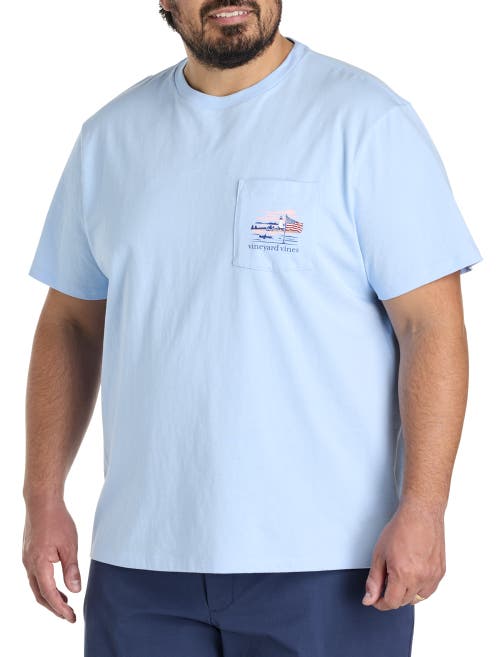 Vineyard Vines Big & Tall Lighthouse Wakes Graphic Tee In Jake Blue
