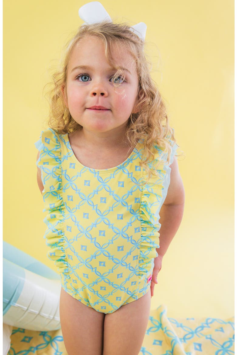 Kids' Banana Coastal Cham UPF 50+ One-Piece Swimsuit, Alternate, color, YELLOW